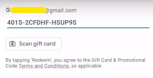 enter google play gift card to redeem free google play code